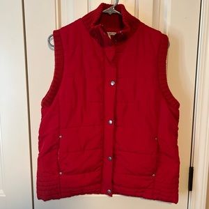 Red winter vest with zipper & snaps